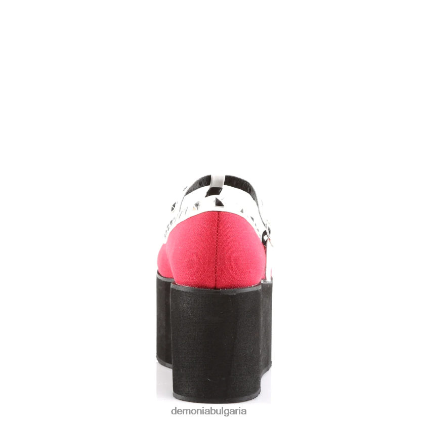 4L4R4N403 щракване-07 червено платно-черно-бяла веган кожа Demonia