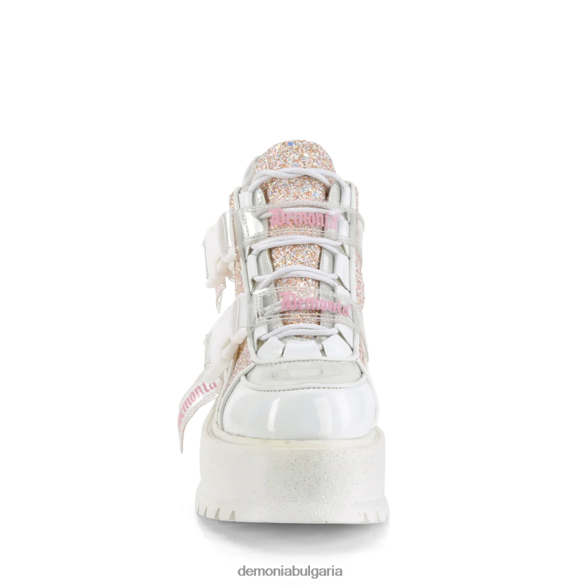 4L4R4N1338 мързеливец-50 бял холографски патент-бебешки розов мулти блясък Demonia